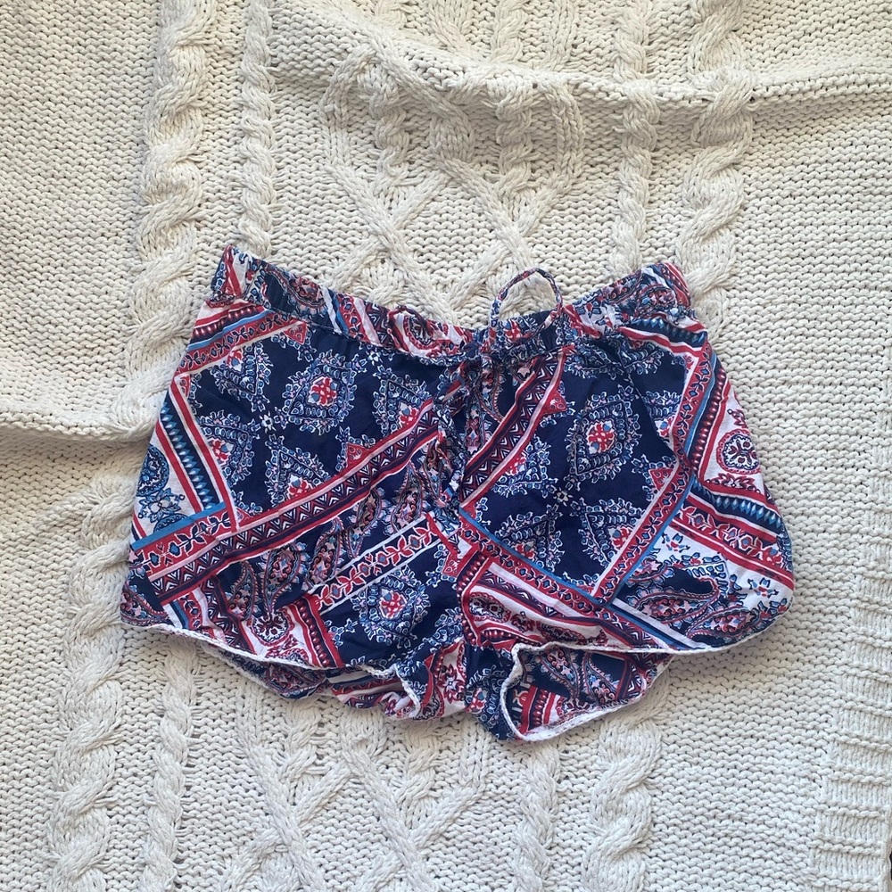 Artisan NY Sleep Wear Women's Shorts - Navy and Red Pattern